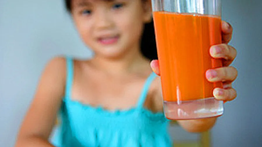 сок, девочка, стакан